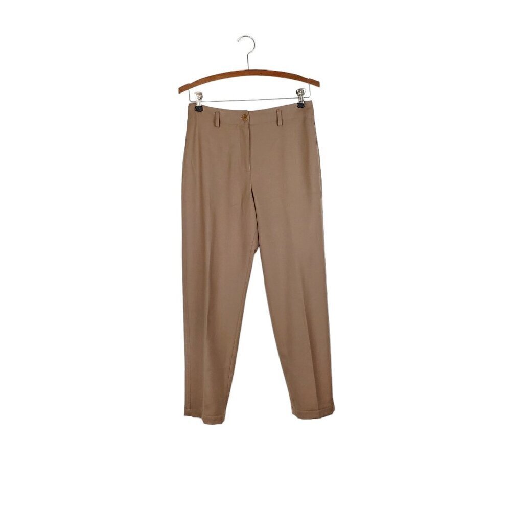 Akris Punto Dress Pants Mocha Brown Wool High Rise Tapered Leg Womens Size 6